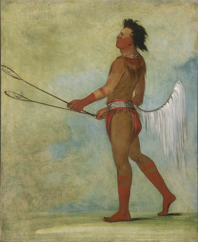 Tul-lock-chísh-ko, drikker stenens saft, iført boldspillerdragt - George Catlin