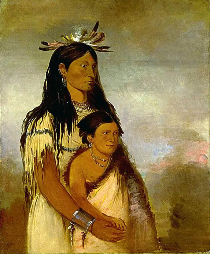 Túnk-aht-óh-ye le Tonnerre un garçon et Wun-pán-to-mee la Belette blanche une fille - George Catlin - Alpha Reproduction