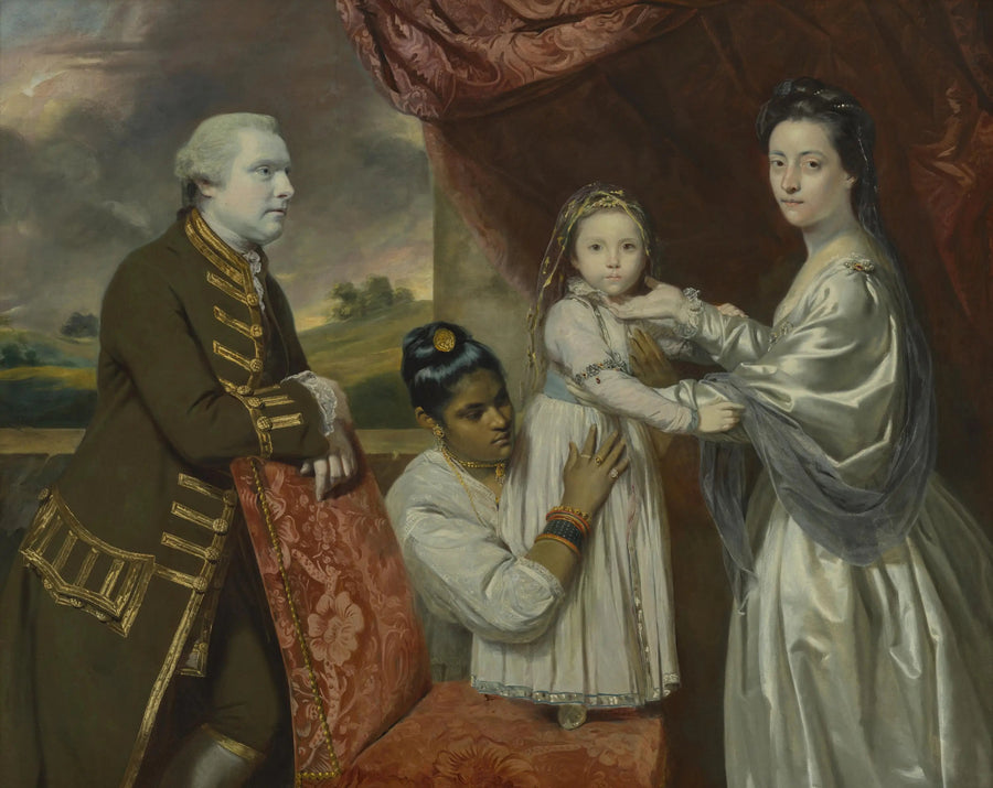 Tysoe Saul Hancock, hans kone Philadelphia, deres datter Elizabeth og deres indiske tjenestepige Clarinda - Joshua Reynolds