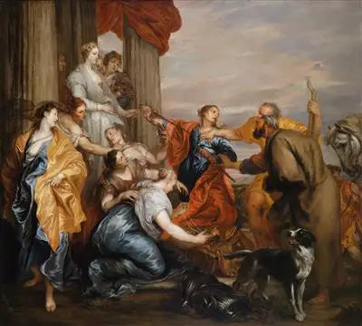 Ulysses opdager Achille blandt Lycomède's piger - Antoine van Dyck
