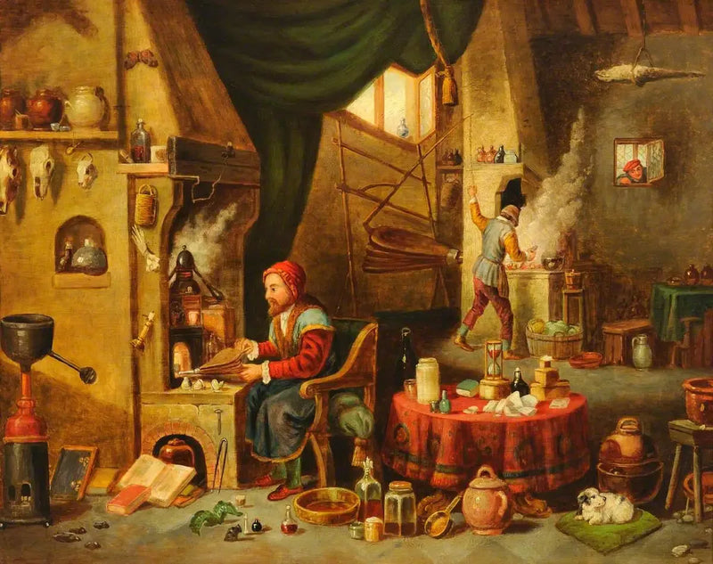 En alkymist i sit laboratorium - David Teniers den Yngre