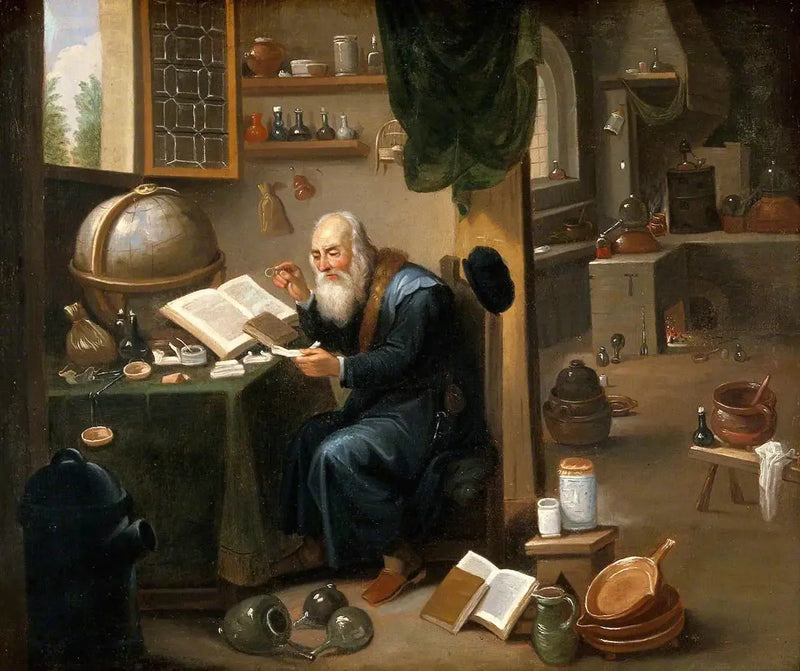 En alkymist i sit laboratorium. - David Teniers den Yngre