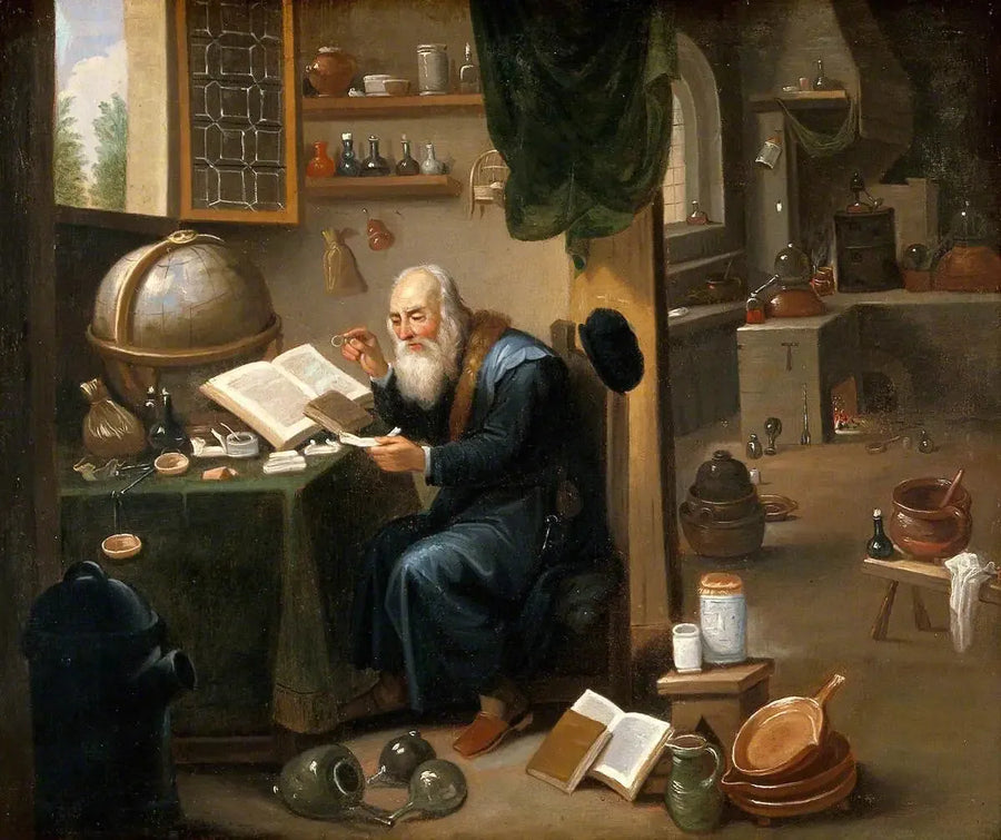 En alkymist i sit laboratorium. - David Teniers den Yngre