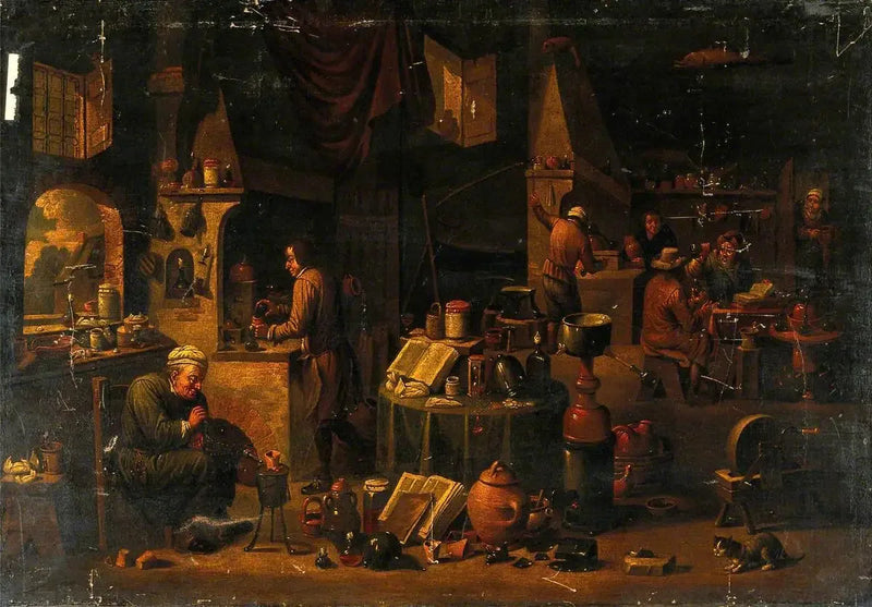En alkymist i sit laboratorium - David Teniers den Yngre