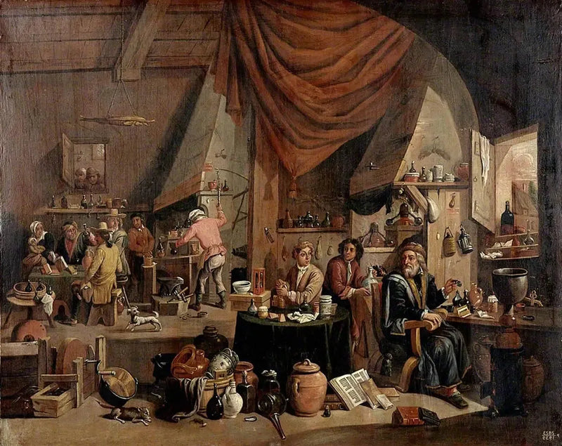 En alkymist i sit laboratorium - David Teniers den Yngre