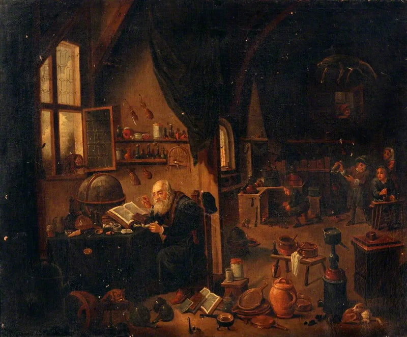 En alkymist i sit laboratorium - David Teniers den Yngre