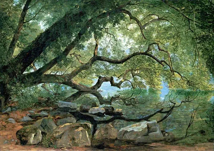 Et Ilex-træ ved Albano-søen i Italien - John Frederick Kensett