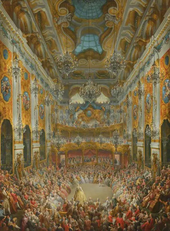 En bal givet af hertugen af Nivernais ved anledning af fødslen af Dauphin - Giovanni Paolo Panini