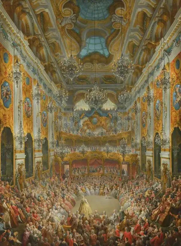 En bal givet af hertugen af Nivernais ved anledning af fødslen af Dauphin - Giovanni Paolo Panini