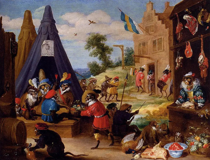 En lejr af aber - David Teniers den Yngre