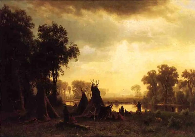 En indianerlejr - Albert Bierstadt
