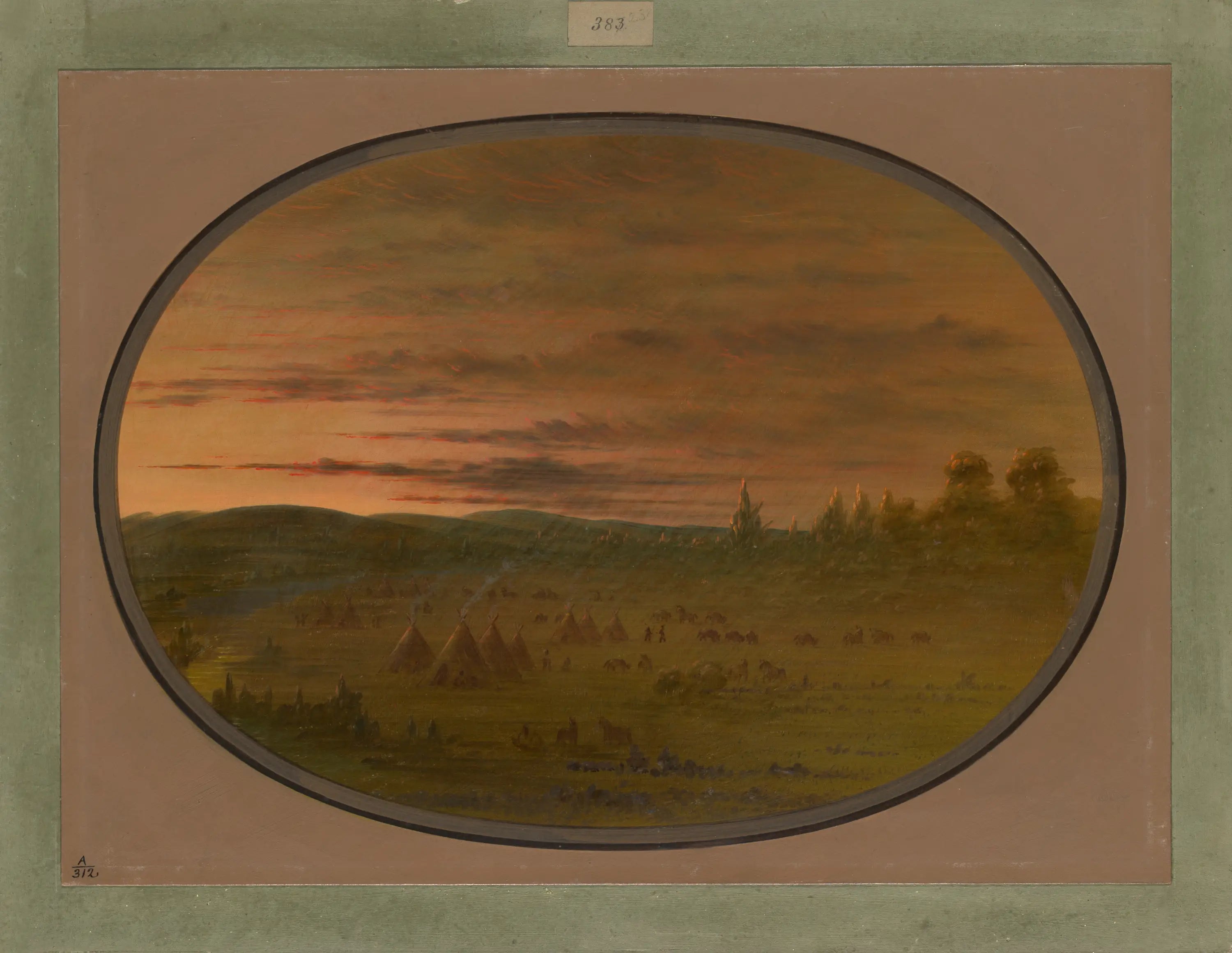 Un campement indien au coucher du soleil - George Catlin - Alpha Reproduction