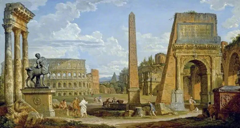 En skødesløshed af romerske ruiner - Giovanni Paolo Panini