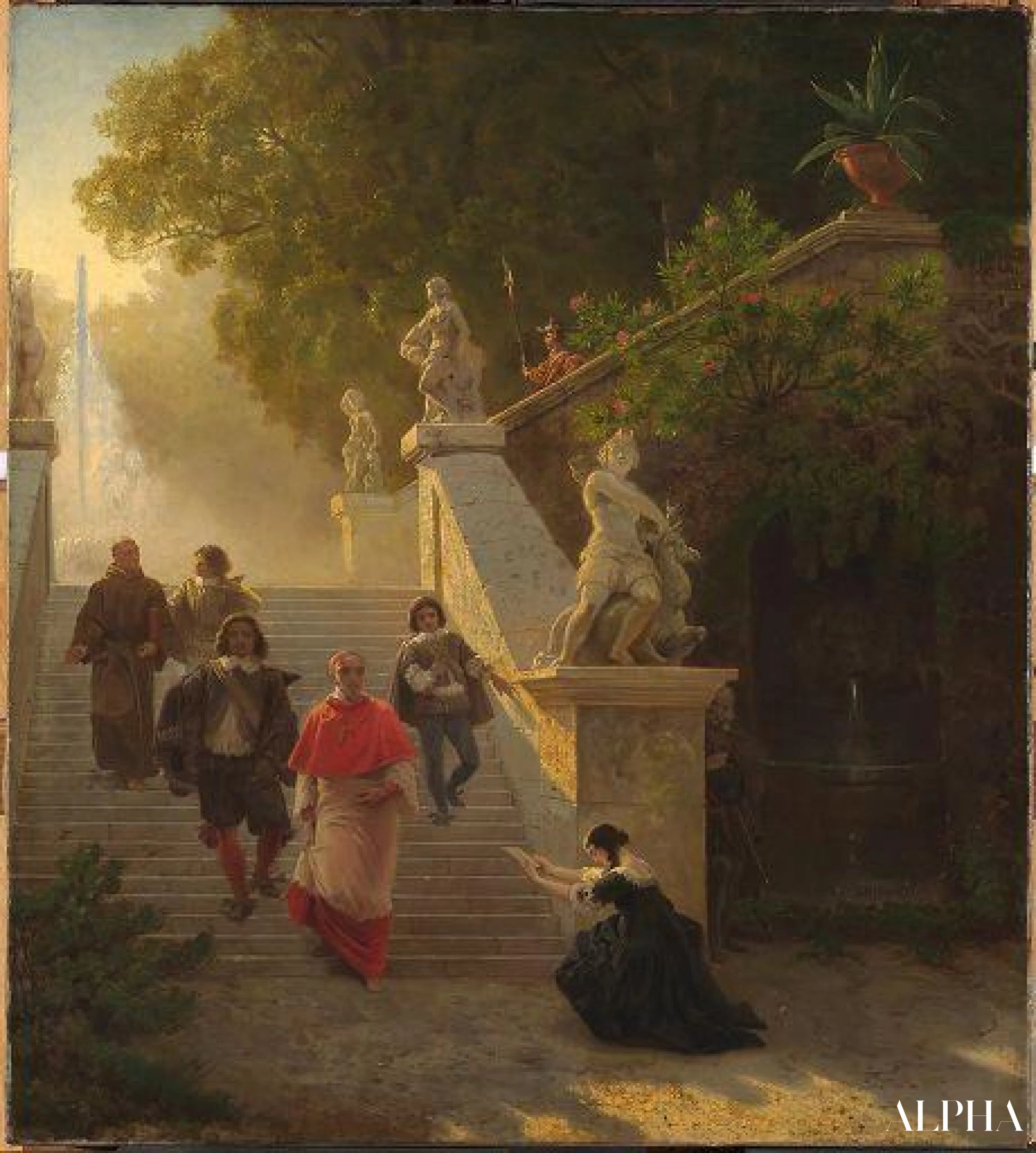 Un cardinal et son entourage dans un parc - Emanuel Leutze - Reproductions de tableaux et peintures haut de gamme