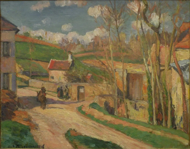 Et krydsvej ved Hermitage, Pontoise - Camille Pissarro