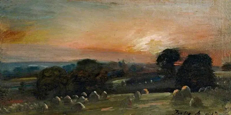 En høstmark nær East Bergholt ved solnedgang - John Constable
