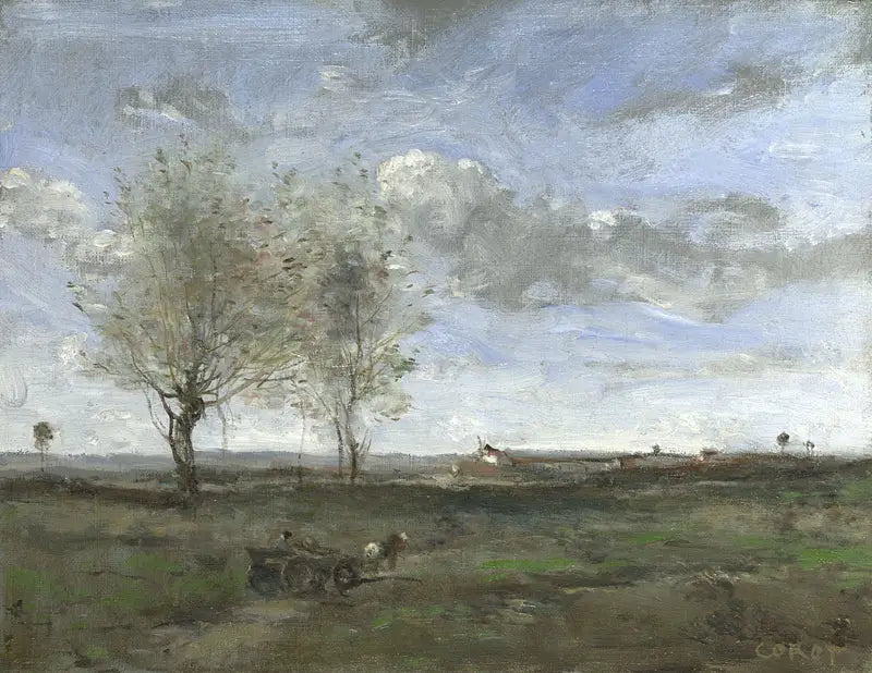 En vogn i Artois' sletter - Jean-Baptiste Camille Corot