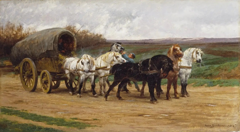 En vogn og en hestevogn - Rosa Bonheur