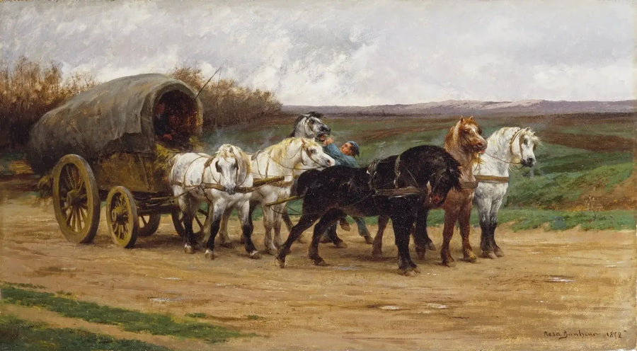 En vogn og en hestevogn - Rosa Bonheur