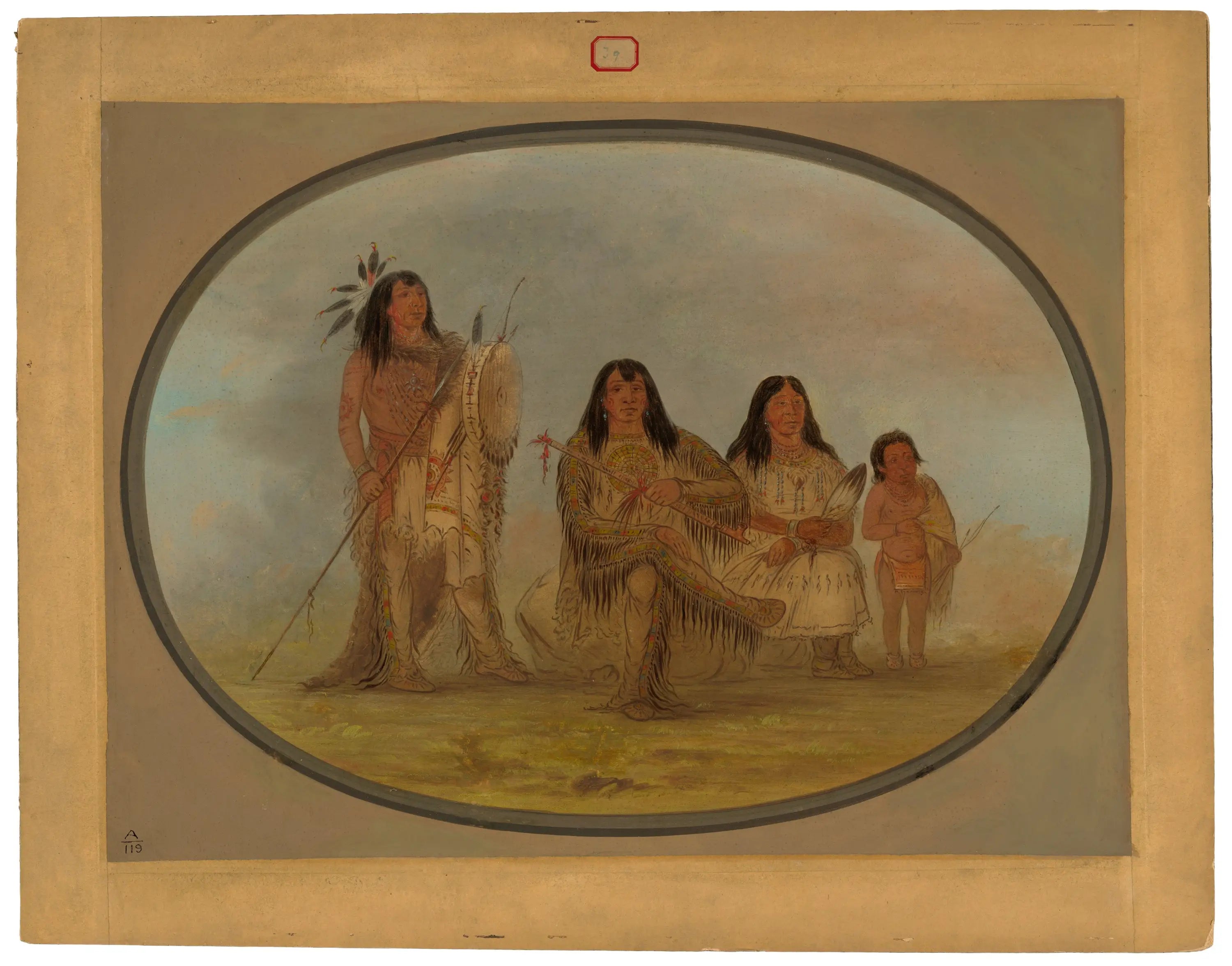 Un chef Pied-Noir sa femme et un guérisseur - George Catlin - Alpha Reproduction