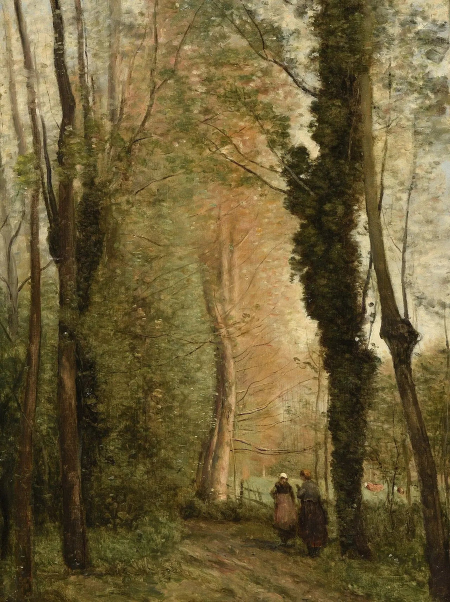 En sti under træerne om foråret - Jean-Baptiste Camille Corot
