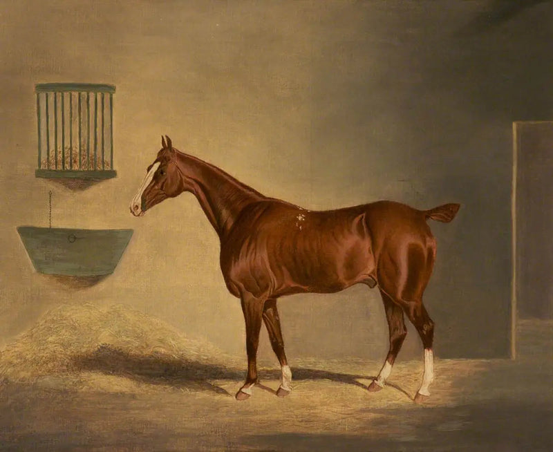 En æslet hest i en stald - John Frederick Herring, Sr.