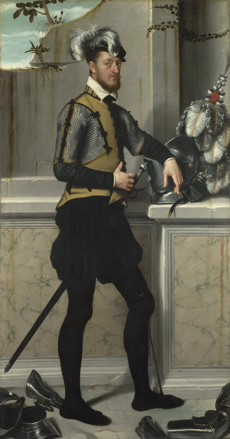 En ridder med sin joutehjelm (greve Faustino Avogardo (?)) - Giovanni Battista Moroni