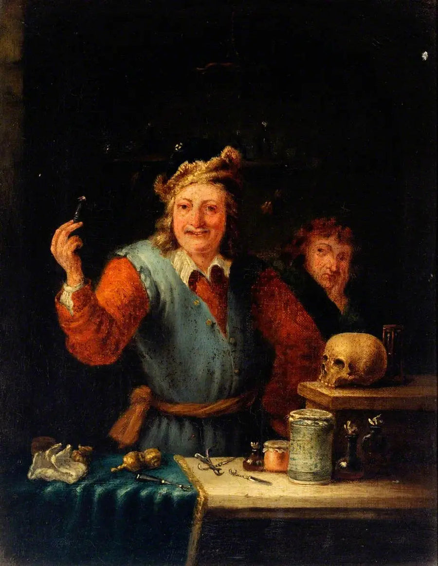 En kirurg viser en tand, han har udtrukket - David Teniers den Yngre