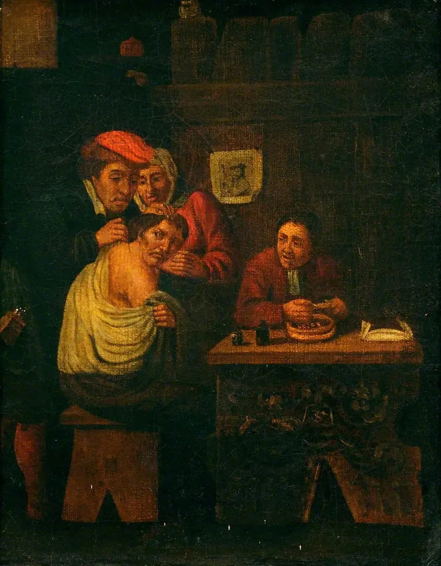 En kirurg, der opererer skulderen på en mand - David Teniers den Yngre