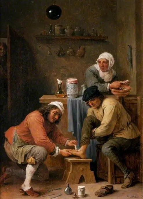 En kirurg, der behandler en bondefod - David Teniers den Yngre