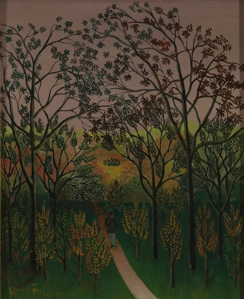 Et hjørne af Bellevue-plateauet. efterår, solnedgang - Henri Rousseau