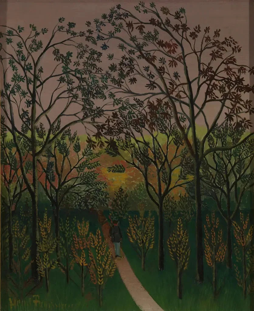Et hjørne af Bellevue-plateauet. efterår, solnedgang - Henri Rousseau