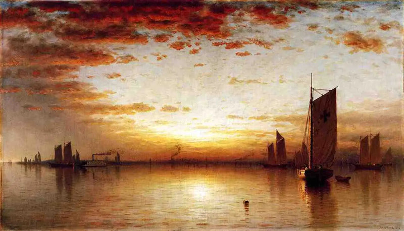 En solnedgang, New York-bugten - Sanford Robinson Gifford