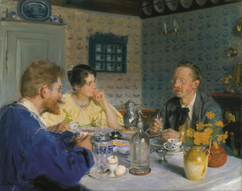 En frokost. Kunstneren, hans kone og forfatteren Otto Benzon - Peder Severin Krøyer
