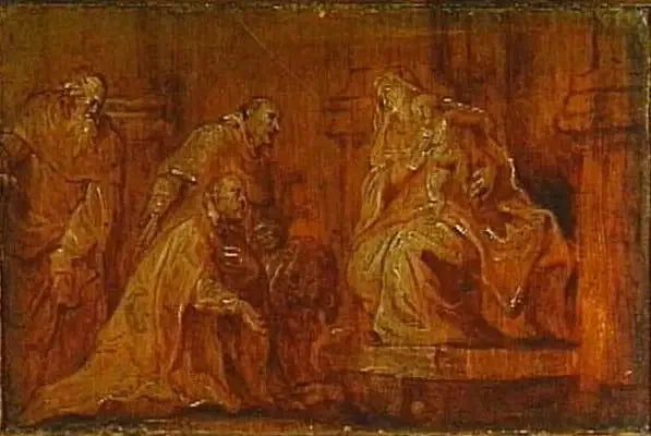 En donor med to skytshelgener, der tilbeder Jomfru Maria med Barnet - Antoine van Dyck