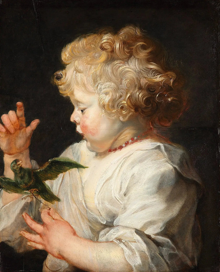 Et barn med en fugl - Peter Paul Rubens