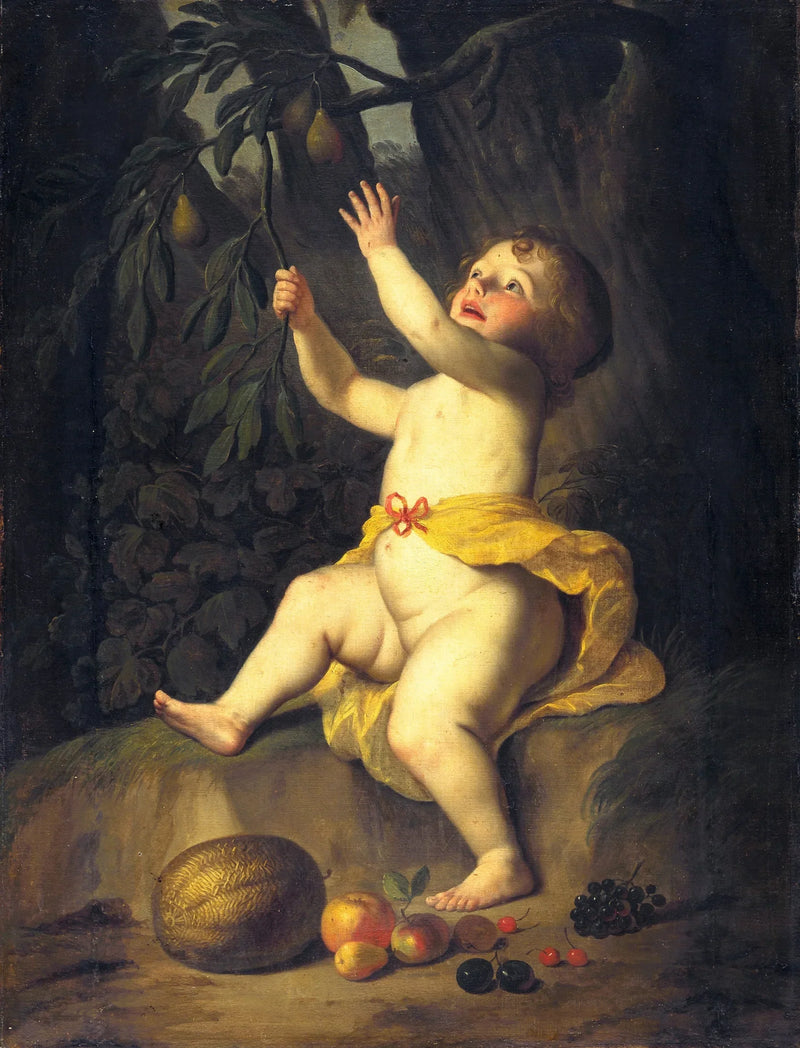 Et barn, der plukker frugt - Gerrit van Honthorst