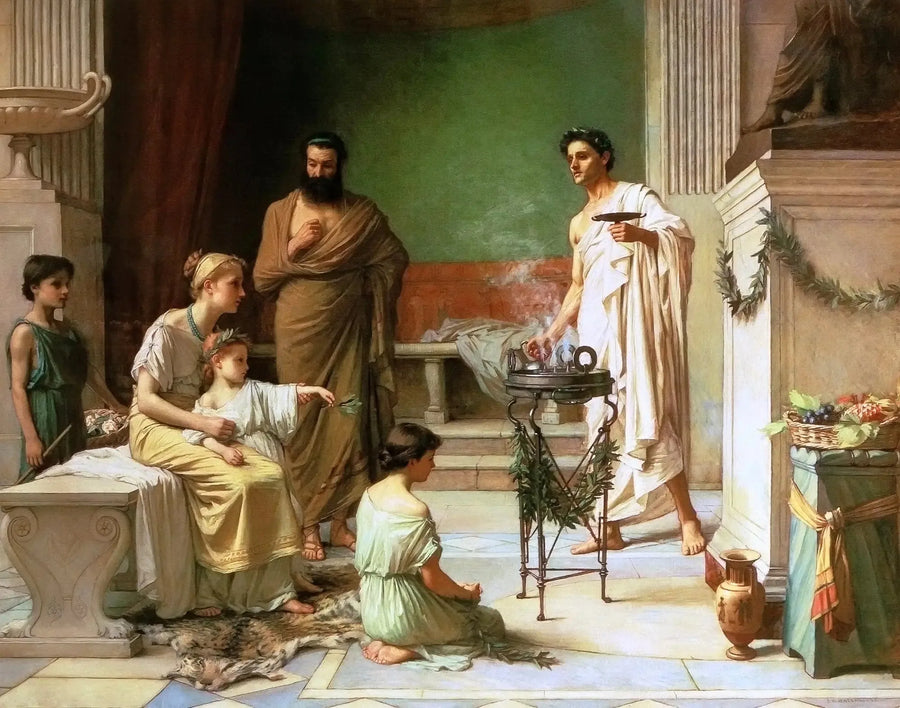 En syg dreng bragt til Esculap-templet - John William Waterhouse