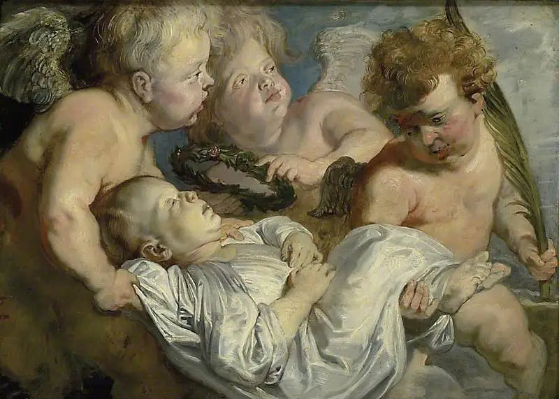 Un enfant mort porté au ciel par des anges - Peter Paul Rubens image 1 reproduction artisanale de tableau