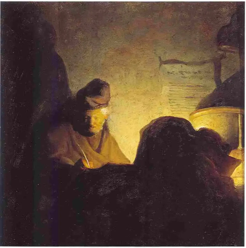 En lærde i lyset fra stearinlys - Rembrandt