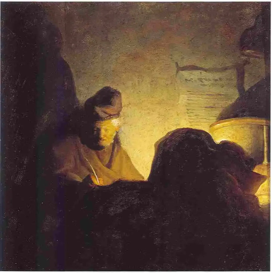 En lærde i lyset fra stearinlys - Rembrandt