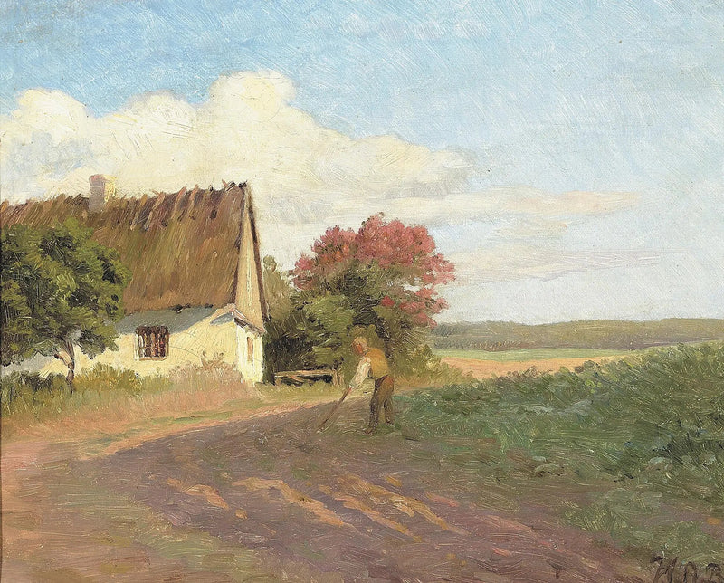 En landmand, der arbejder på en mark en sommerdag. - H. A. Brendekilde