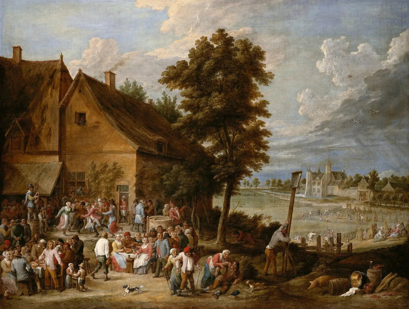 En fest i høsttiden, med Drij Toren-huset i baggrunden - David Teniers den Yngre