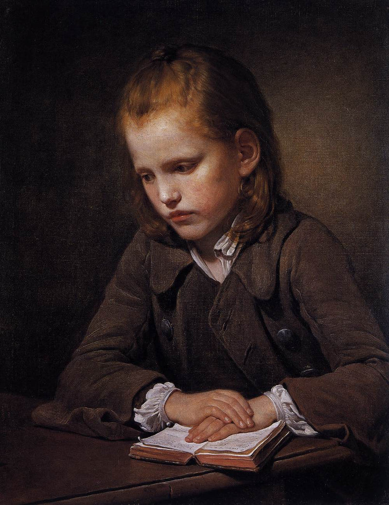 En dreng med en lektionsbog - Jean-Baptiste Greuze