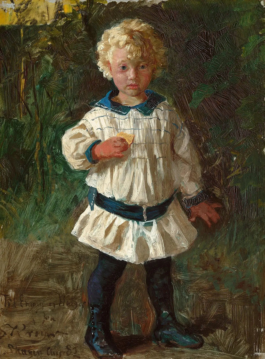 En blond dreng. Portrait af Jens Drachmann. - Peder Severin Krøyer