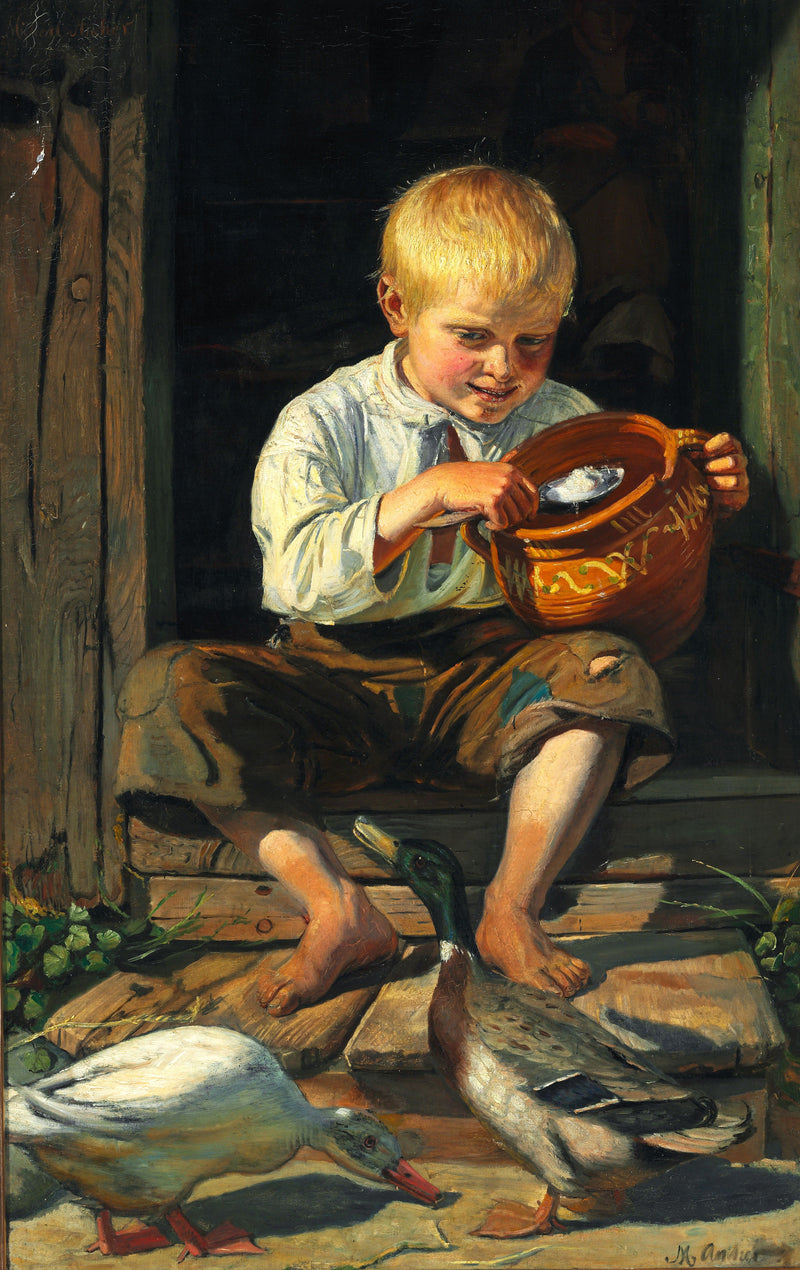 En dreng der fodrer ænderne - Michael Peter Ancher