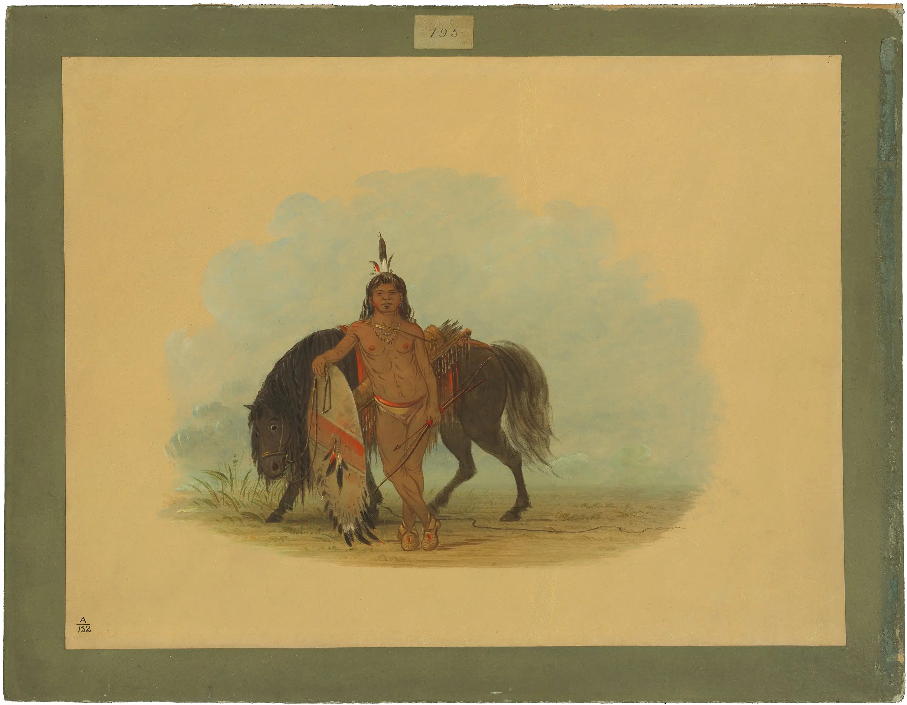 Un guerrier cheyenne au repos de son cheval - George Catlin - Alpha Reproduction