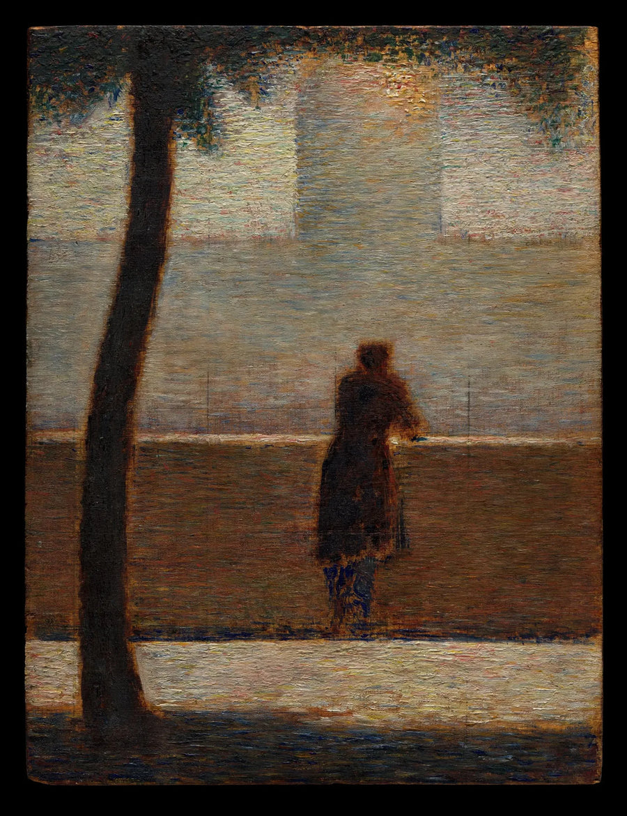 En mand lænet op ad en parapet - Georges Seurat