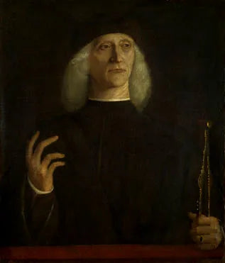 En mand med en passer (?) - Gentile Bellini