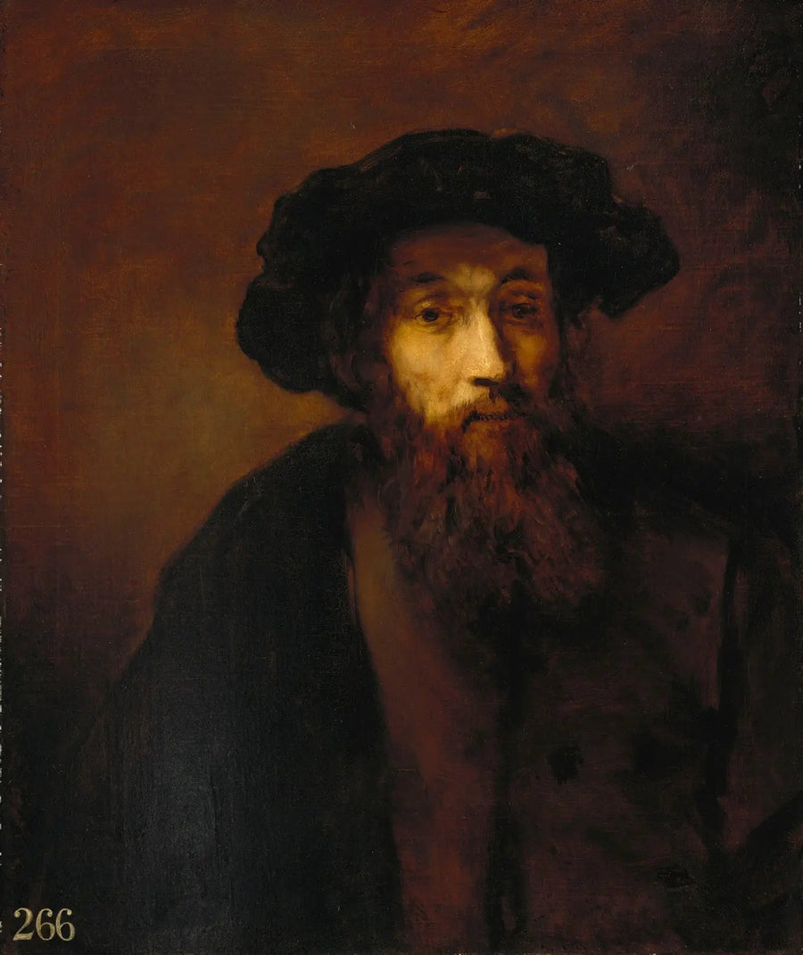 En skægget mand med en kasket (efter Rembrandt) - Thomas Gainsborough